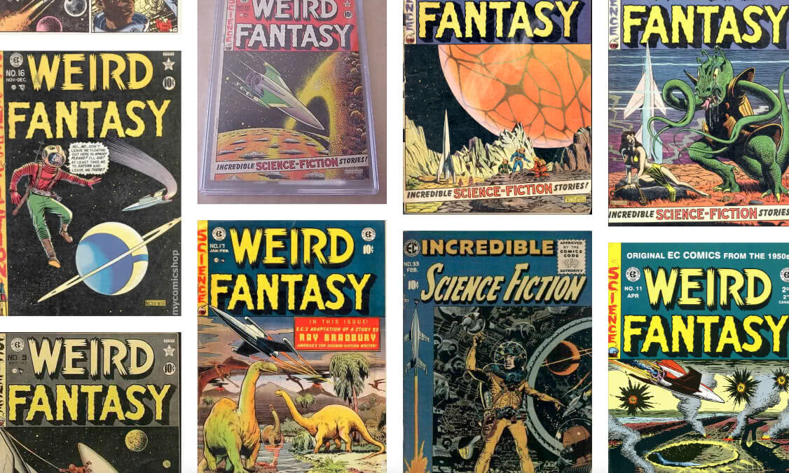 Covers from the Comic series Weird Fantasy, circa 1950s