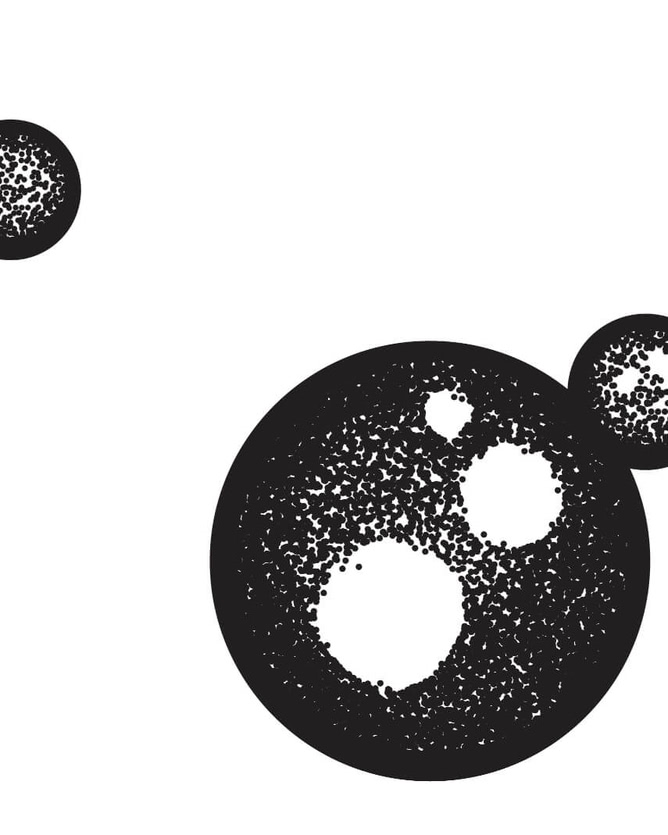 step 2: Planets formed with thousands of tiny circles, normal view from illustrator