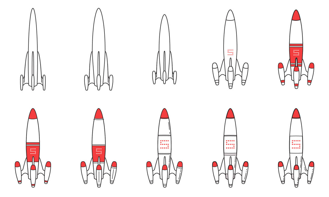 10 iterations of the same rocket